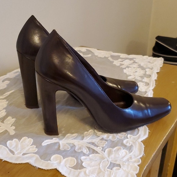 Nathalie M Chocolate Brown Pumps, Square Toe - Picture 2 of 7